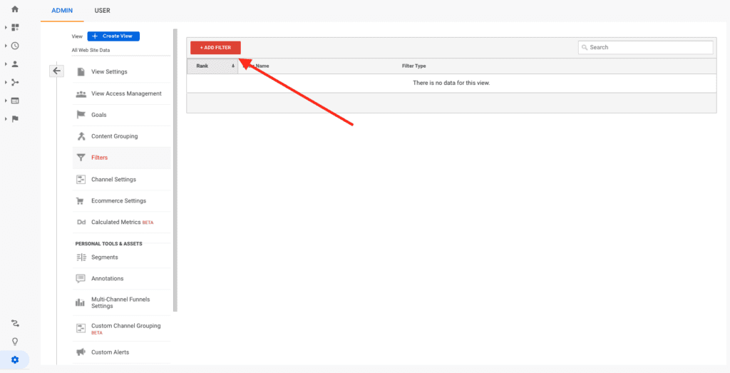 Google Analytics Add Filter View