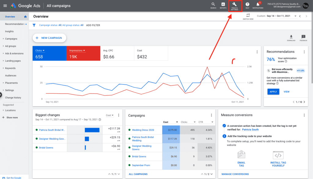 Google Ads Tools and Settings