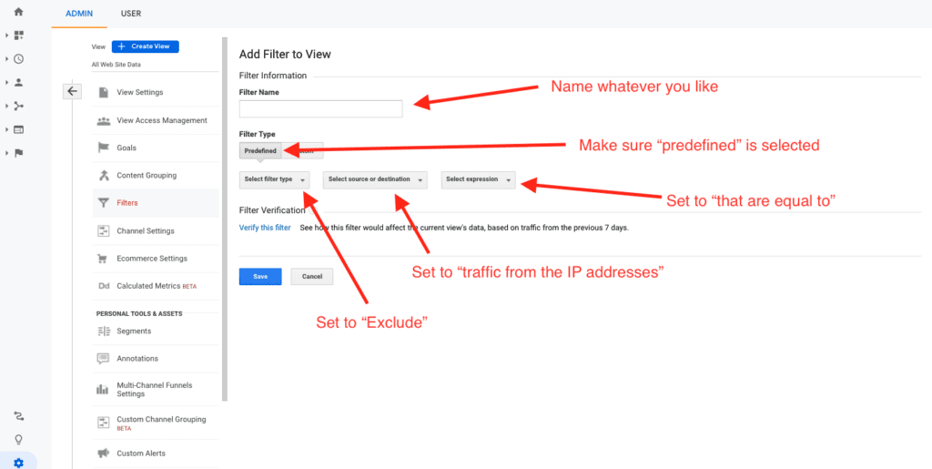 Set Filter to Exclude IP Address Google Analytics