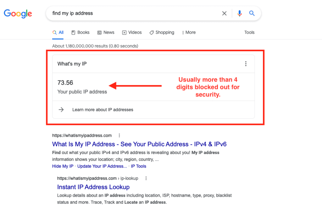 What's my Ip Address on Google Search