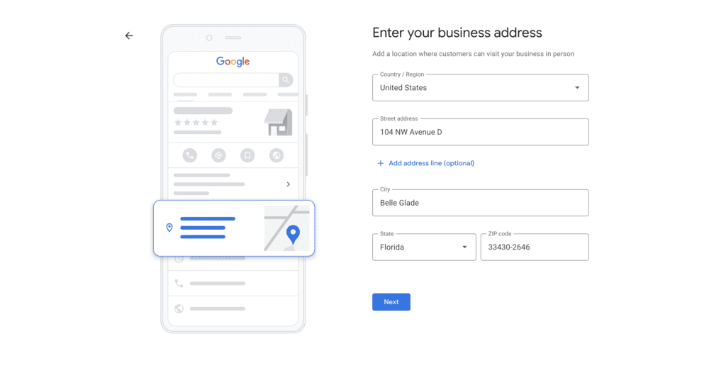Verifying and Claiming a Google Business Profile 12 13. Add your address Google Business Profile
