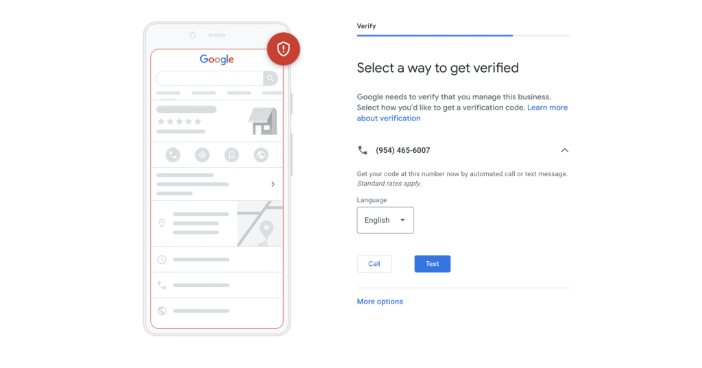 16. Get verified Google Business Profile by phone