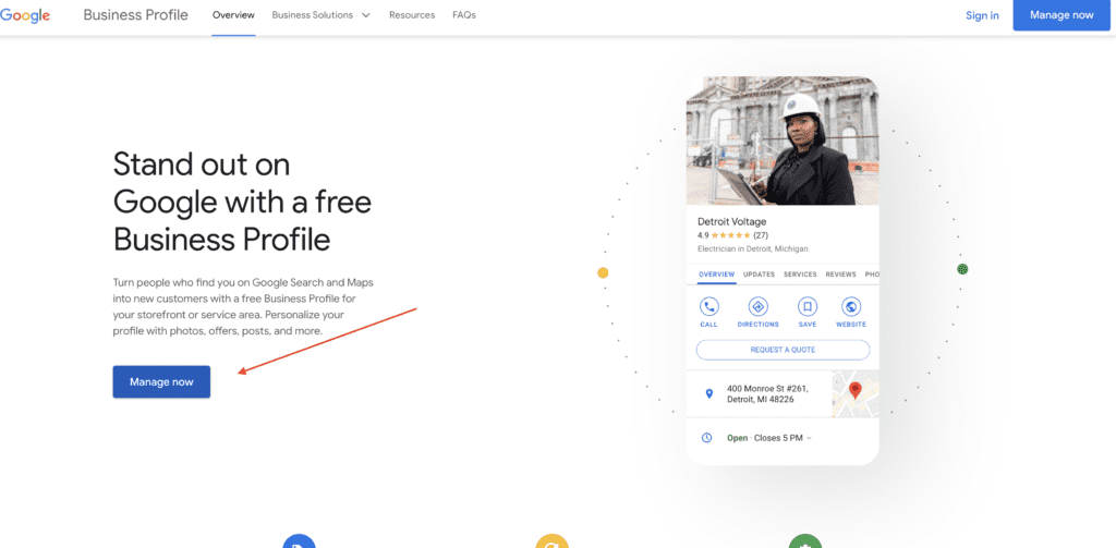 Verifying and Claiming a Google Business Profile 3 Click-on-Manage-now Google Business Profile